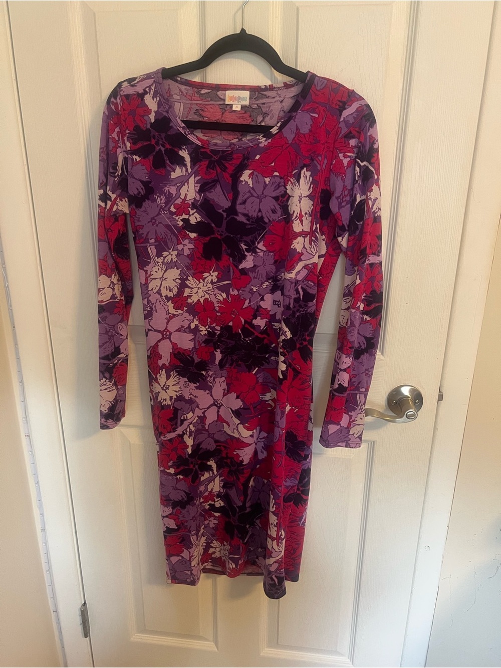 Floral Long Sleeve LuLaRoe Debbie Dress - Purple & Pink